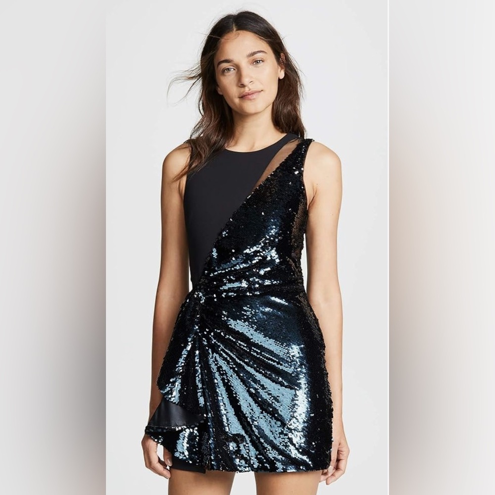 Parker Women's Albany Combo Sequin Asymmetrical Ruffle Mini Dress
